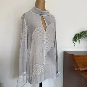 Zimmerman sz AU 1 US 6 rayon long sleeve blouse white w/ black sectional stripes